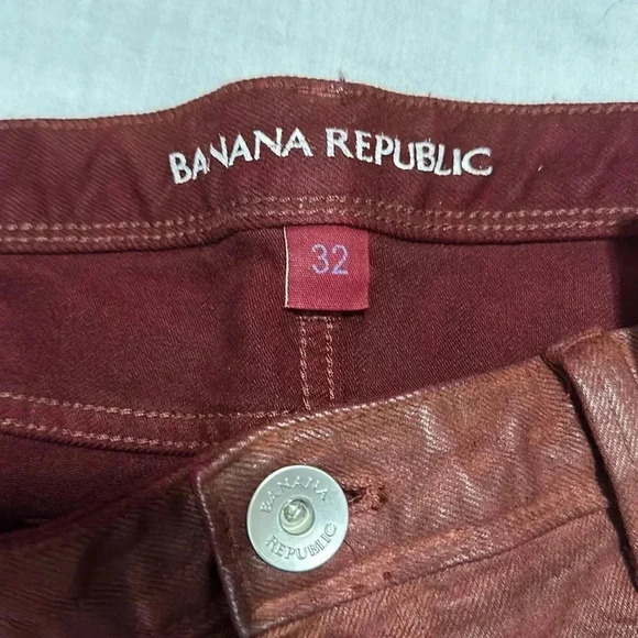 Banana Republic Skinny Jeans Women's 32 Burgundy Coated Mid Rise Ankle NWT - Picture 3 of 6